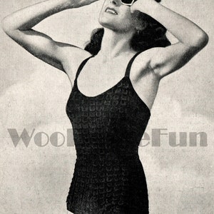 Knitting Pattern Vintage 1940s Lady&#39;s Swim Suit/Sun Costume. 4 Ply.