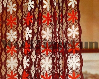 Crochet Pattern Flower Design Door Curtain Window Panel. Lace. Granny Motif