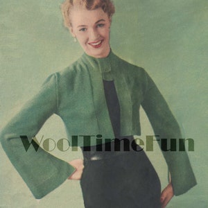 Vintage Knitting Pattern 1950s Womens Jacket Cardigan