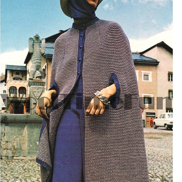 Knitting Pattern Vintage 1970s Cape/Coat & Gaucho Pants/Culottes/Trousers.