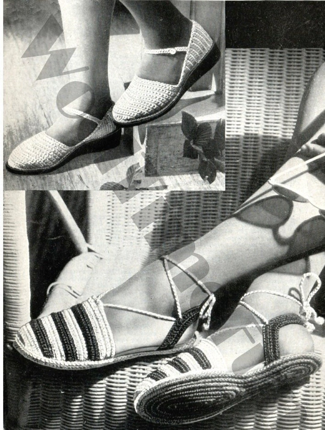 Vintage Crochet Pattern Women's 1940s Shoes Styles