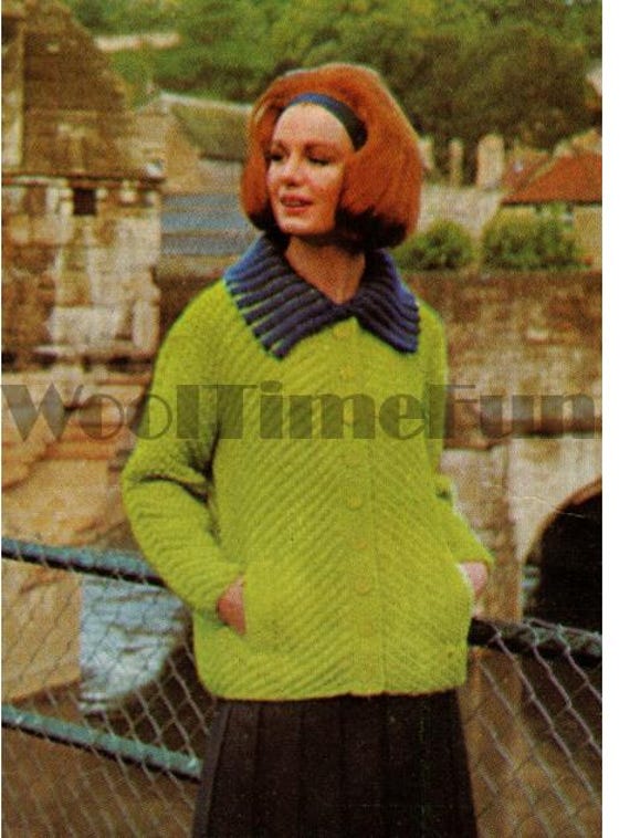 Knitting Pattern Womens Vintage 1960s Swing Coat Jacket Chunky Quick Knit