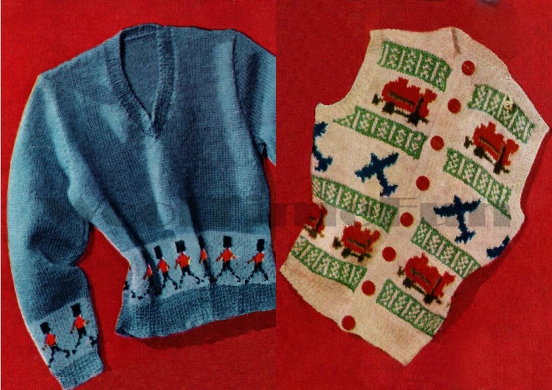 Knitting Pattern Child's Waistcoat & Sweater. Soldier Etsy