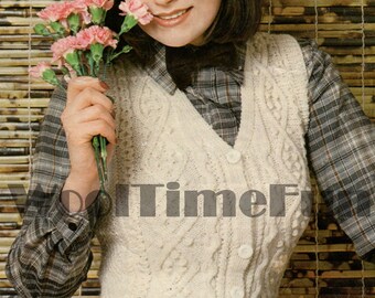 Knitting Pattern Womens Aran Cable Style Waistcoat DK Yarn