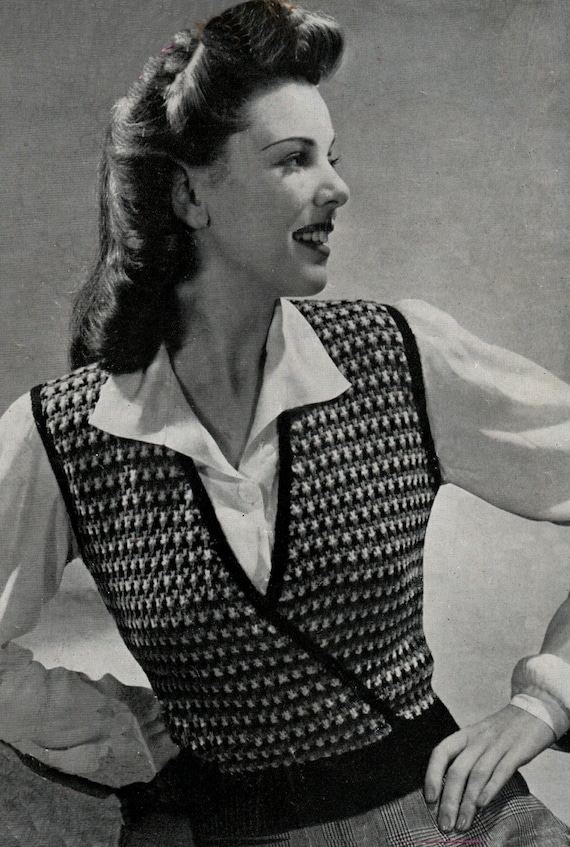 Strickanleitung Damen 1940er Jahre Cross Over Weste Ärmellose