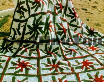 Crochet Pattern  Star Design Patchwork Blanket Afghan