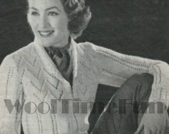 Knitting Pattern Lady's Vintage 1940s Jacket/Cardigan.