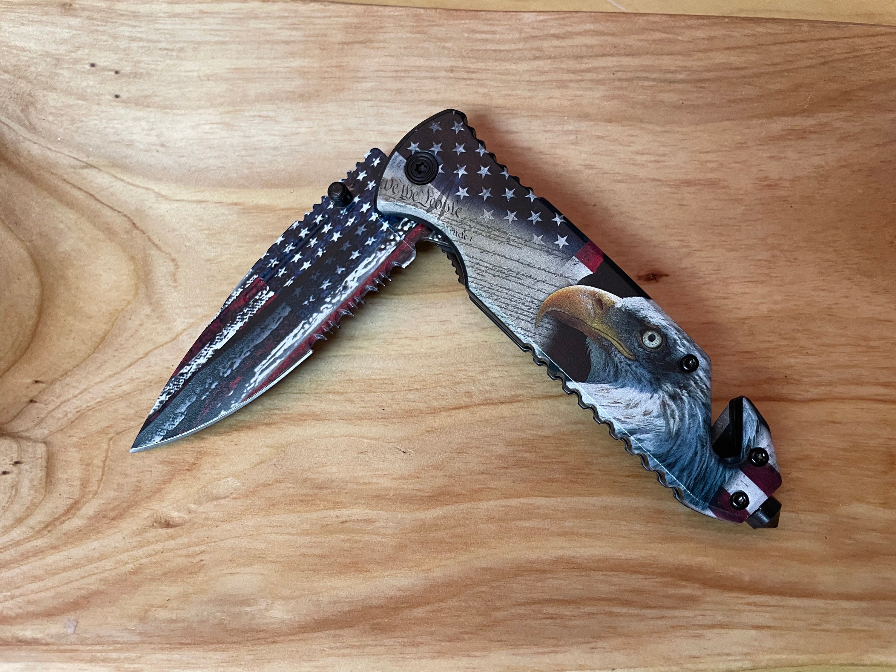 American Eagle American Flag Patriotic USA Pocket Knife With Etsy