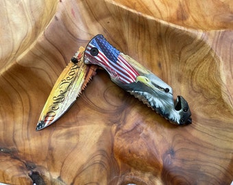 We the People American Eagle Flag Patriotic Pocket Knife