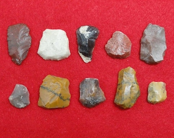 Magnífico conjunto auténtico de 10 herramientas de sílex encontradas en Dakota del Norte / Artefacto / Reliquia / Punta de flecha