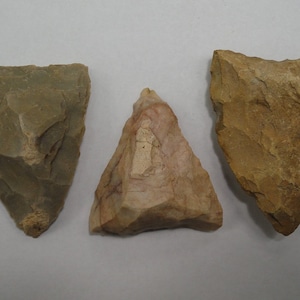 3 Larger Triangular Scrapers from Missouri /Tools / Artifact / Relic / Arrowhead