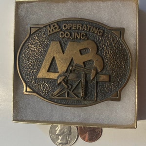 Vintage Metal Belt Buckle, MB Operating Company, Oil Pump, Petroleum, Gas, Energy, Drilling, Wells, Geyser, Nice Design