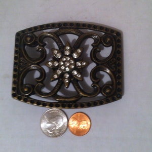Vintage Metal Brass Belt Buckle with Shiny Stones Accents, Ladies Belt Buckle, Country and Western, Belt Accessory, Fun Buckle