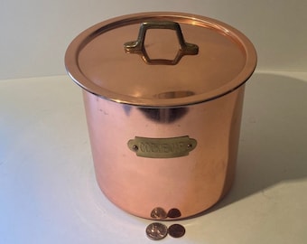 Vintage Copper and Brass Cookie Jar, Container, Snacks, 7&quot; x 7&quot;, Heavy Duty, Quality, Fun, Different, Looks Just Like A Stock Pot, Kitchen