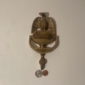 Vintage Metal Brass Door Knocker, Solid Brass, Heavy Duty, 8&quot; Long, American Bald Eagle, Door Bell, Knocker, Door Decor, Home Decor