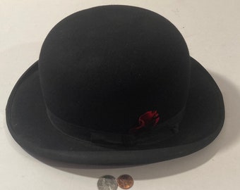 Vintage British Style Black Derby Hat, Bowler Hat, Quality, Rolled Brim, One Size, Feels Like a Size Large, Sun Shade, Very Nice Hat