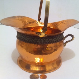 Vintage Copper and Brass Metal, Planter, Container, 9&quot; x 8 1/2&quot;, Home Decor, Kitchen Decor, Shelf Display.  This Can Be Shined Up Even More