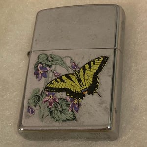 Vintage Metal Zippo, Nice Butterflies Design, Zippo, Made in USA, Cigarettes, More