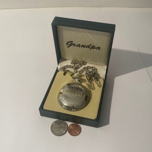 Vintage Metal Pocket Watch, Grandpa, Papi, Grand Father, Clock, Time Piece, Style, Fashion, Clothing Accessory, In Box