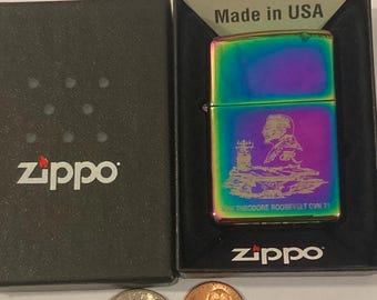 Vintage 2004 Metal Zippo Lighter, U.S.S. Theodore Roosevelt CVN-71