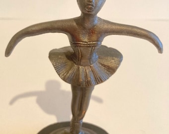 Vintage Metal Bronze Statue, Figurine, Ballerina, Dancer, Heavy Duty, 7" Tall, Home Decor, Table Display, Shelf Display