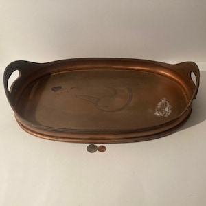 Vintage Metal Copper Colored Tray, Platter, Serving Tray, 18&quot; x 12&quot;, Duck Design, Heavy Duty, Quality, Free Shipping in the U.S