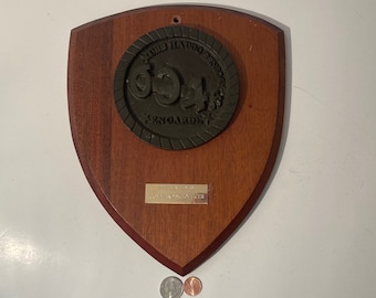 plaque vintage en bois et en métal de la marine, U.S.S. Haddo SSN-604, U.S. Navy, Service des sous-marins