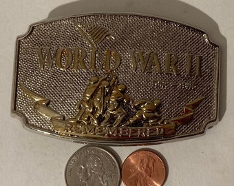 Vintage Belt Buckle, World War II Remember, Quality Belt Buckle.  This Would Make a Really Nice Gift, or Shelf Display Item