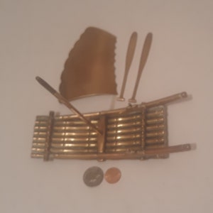 Vintage Brass Metal Boat, 7 1/2&quot; Long, Home Decor, Table Display, Shelf Display, This Can Be Shined Up Even More