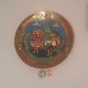 Vintage Metal Copper Wall Hanging, 7 1/2&#39; Wide, Peru, Wall Decor, Home Decor, Shelf Display