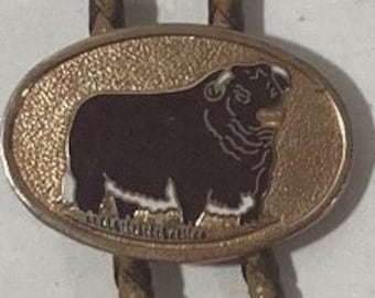 Vintage Metal Bolo Tie, Nice Bull, Cow, Steak, Cattle Design, Nice Western Design, 1 1/2" x 1", Quality, Made in USA, Heavy Duty