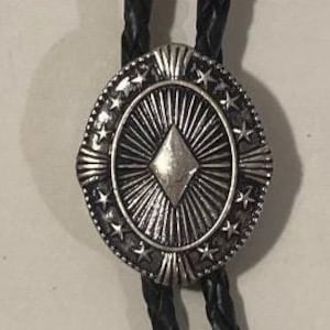 Vintage Metall Bolokrawatte, schöne Silberoptik, Kette, schönes Western-Design, 3 cm x 2,5 cm Qualität, belastbar, Made in USA, Country & Western