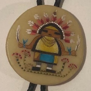 Vintage Metal Bolo Tie, Nice Round Native Design, Handcrafted, Nice Design, 2 1/2&quot; x 2 1/2&quot;, Quality, Heavy Duty