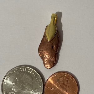 Vintage Metal Copper Nugget and Brass Pendant, Real Copper, Ready for Necklace or Bracelet Addition, Quality, Heavy Duty, Fun, Precious