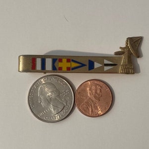 Vintage Metal Brass Tie Clip, Flags, Quality, Nice, Made in USA, Money, Holder, Fashion, Style, Fun
