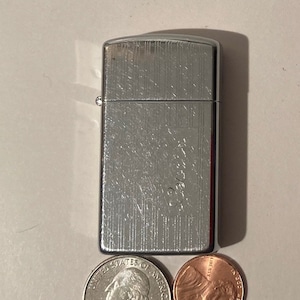 Vintage Metal Zippo Lighter, Etched, Double Sided, Name on It, Slim, Quality, Zippo