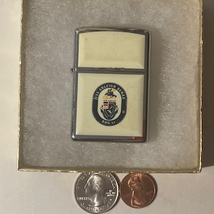 Vintage Metal Zippo, U.S.S. Arleigh Burke DDG-51, barco destructor de misiles gremiado. Marina