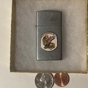 Vintage Metal Lighter, U.S.S. Piedmont AD-17, Destroyer Tender, Navy, Command, Made in Japan, Penguin, Double Sided, Cigarettes, More