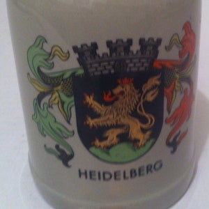 Vintage W. Germany Stein Mug, Cup, Heidelberg, Beer, Alcohol, Shelf Display, Home Decor, Thick Quality Crafted Mug, Stein