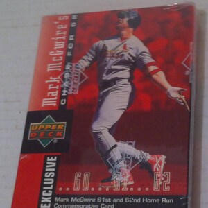 Vintage 1998 fechado Mark McGuire's Chase para 62, Upper Deck, 61º e 62º Home Run Cartões comemorativos, cartões de beisebol, esportes, Hoe Runs