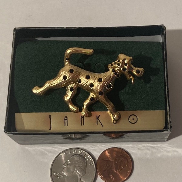 Vintage Brass Brooch, Pen, Dog, Dalmatian, Janku, Windsor, Jewelry, Accessory, Nice, Fun, Quality