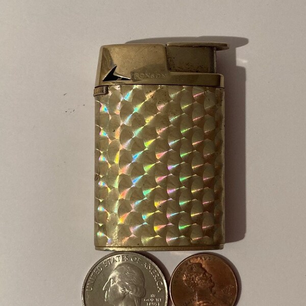 Vintage Metal Lighter, Ronson, Flashy, Made in USA, Cigarettes, More