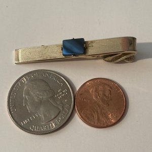 Vintage Metal Brass Tie Clip, Black Onyx, Quality, Nice, Made in USA, Money, Holder, Fashion, Style, Fun