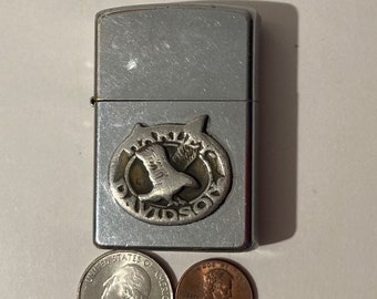 Vintage Metal Zippo Lighter, Harley Davidson, Motorcycle, Biker, Old Harley Emblem, Zippo, Made in USA, Cigarrillos, Más