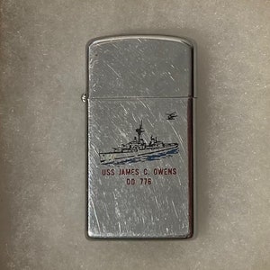 Vintage Metal Zippo, U.S.S. James C. Owens DD-776, Destroyer Ship, Navy