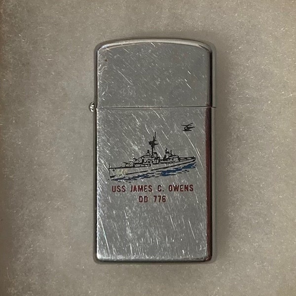 Zippo vintage en métal, États-Unis James C. Owens DD-776, destroyer, marine