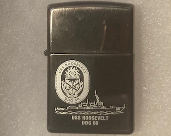 Vintage Metal Zippo, U.S.S. Roosevelt DDG-80, Destroyer Ship