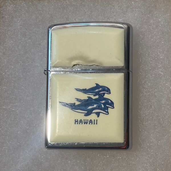 Vintage 2000 Metal Zippo, Scrimshaw, Hawaii, Killers Whales, Nature, Wildlife, Nice Design, Zippo, Made in USA, Cigarettes, More