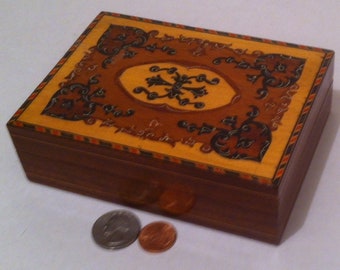 Vintage Wooden Shiny Glossy Wooden Storage Box, Stash Box, 5 1/2" x 4" x 1 3/4", Quality Wooden Storage Box