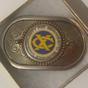 Vintage Metal Belt Buckle, National Exchange Club, Unity for Service Club, Nice Western Design, 3 3/4" x 2 1/4", Heavy Duty, Quality